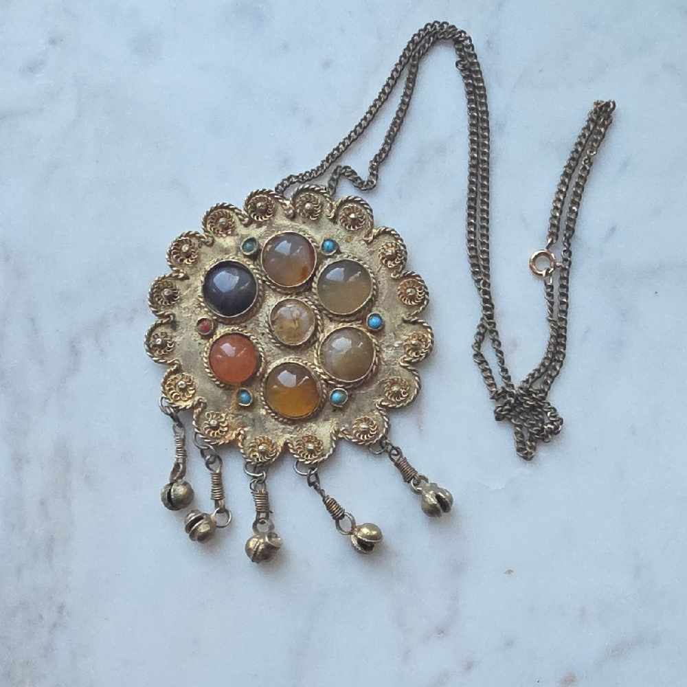vintage tribal-style pendant necklace